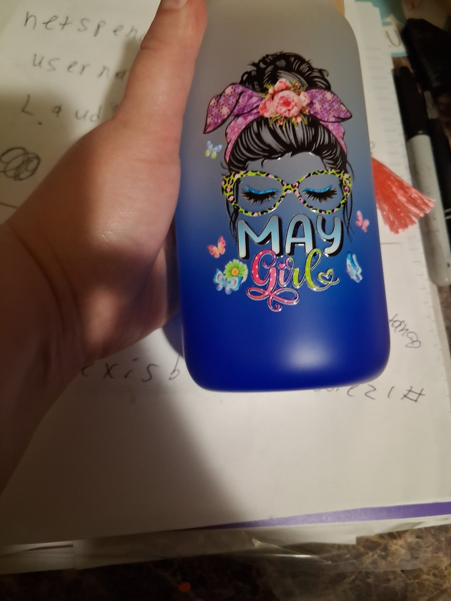 16 oz may girl glass cup