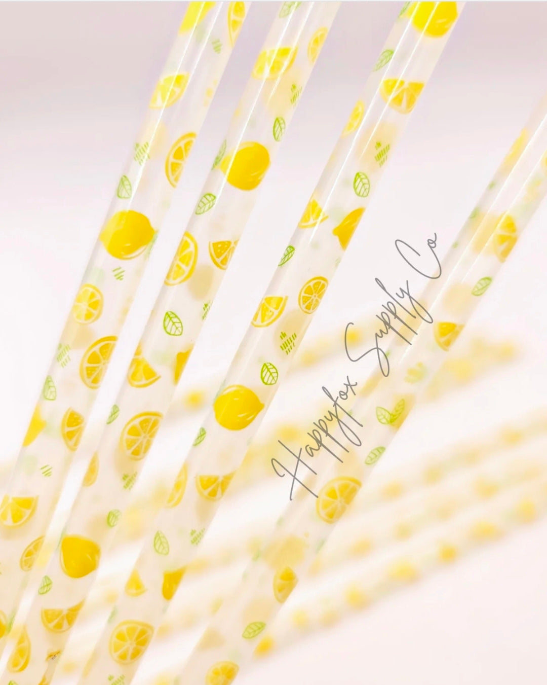 10" lemons plastic straws color changing