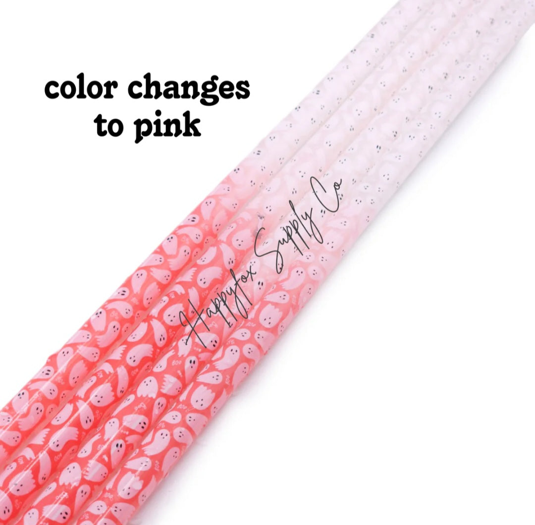 10 " ghost plastic straws color changing
