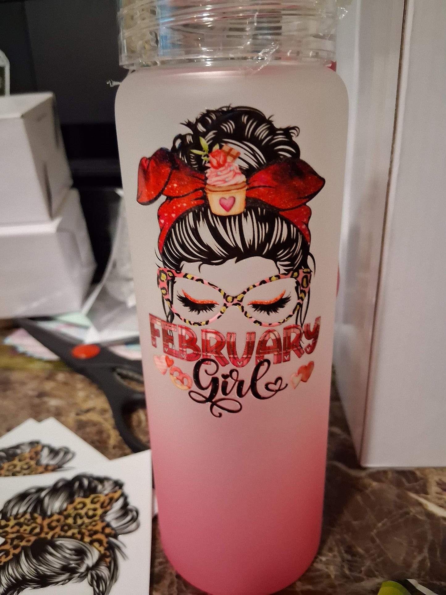 16 oz February girl tumbler