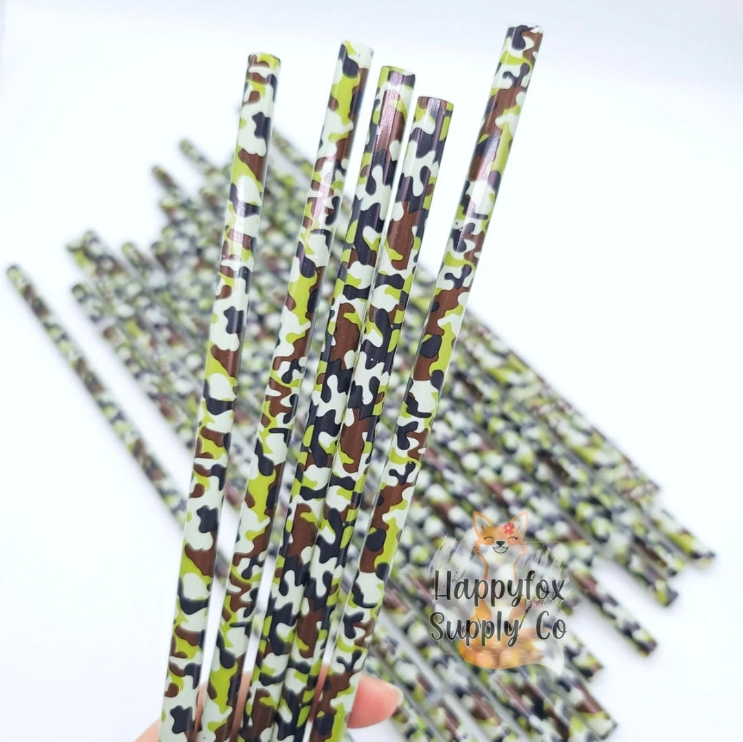 10 " camouflage plastic straws