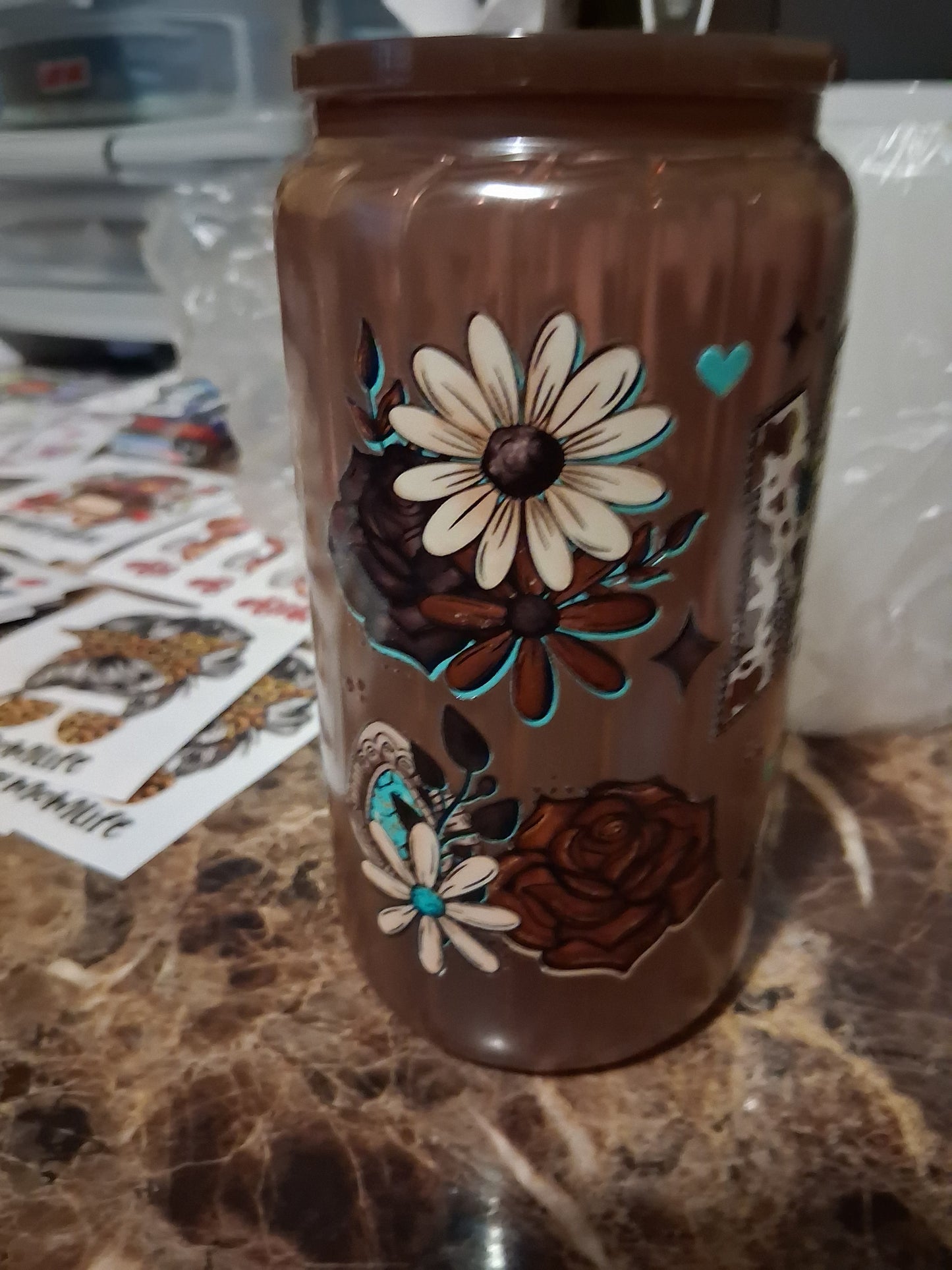 Cowgirl mama glass cup