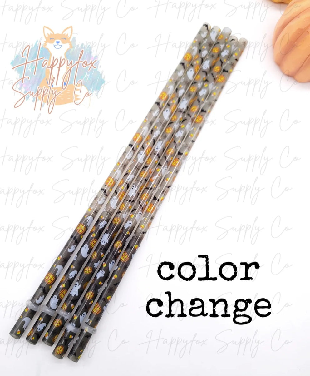 10 " Halloween plastic straws color changing
