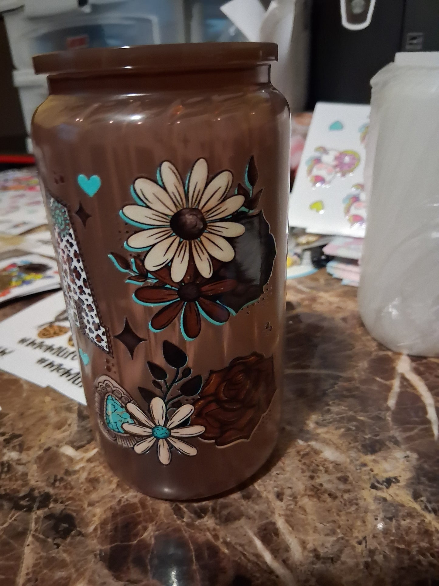 Cowgirl mama glass cup