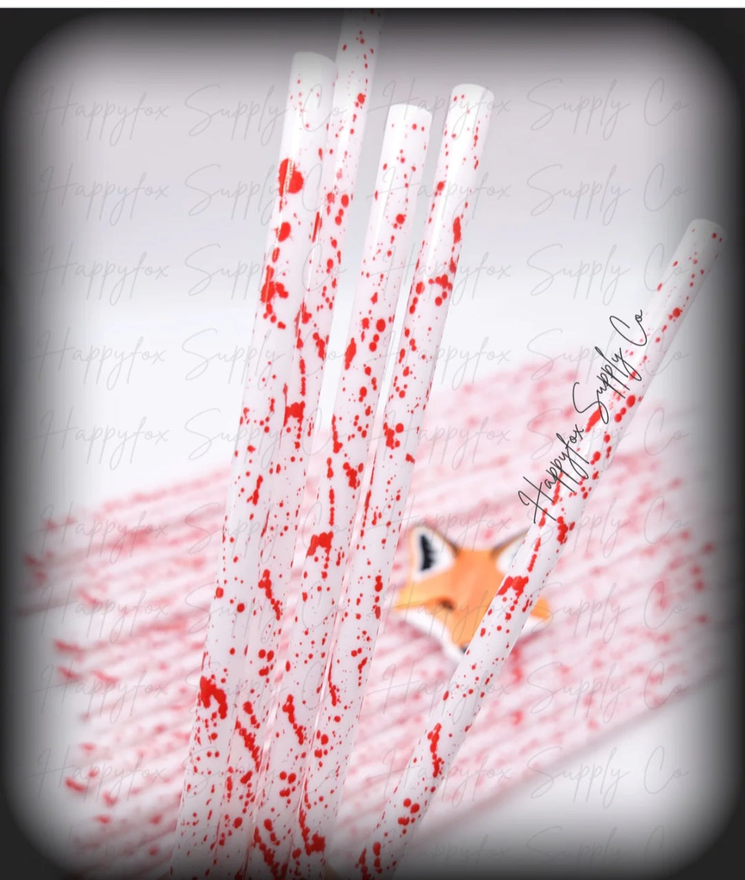 10" blood splatter plastic straws