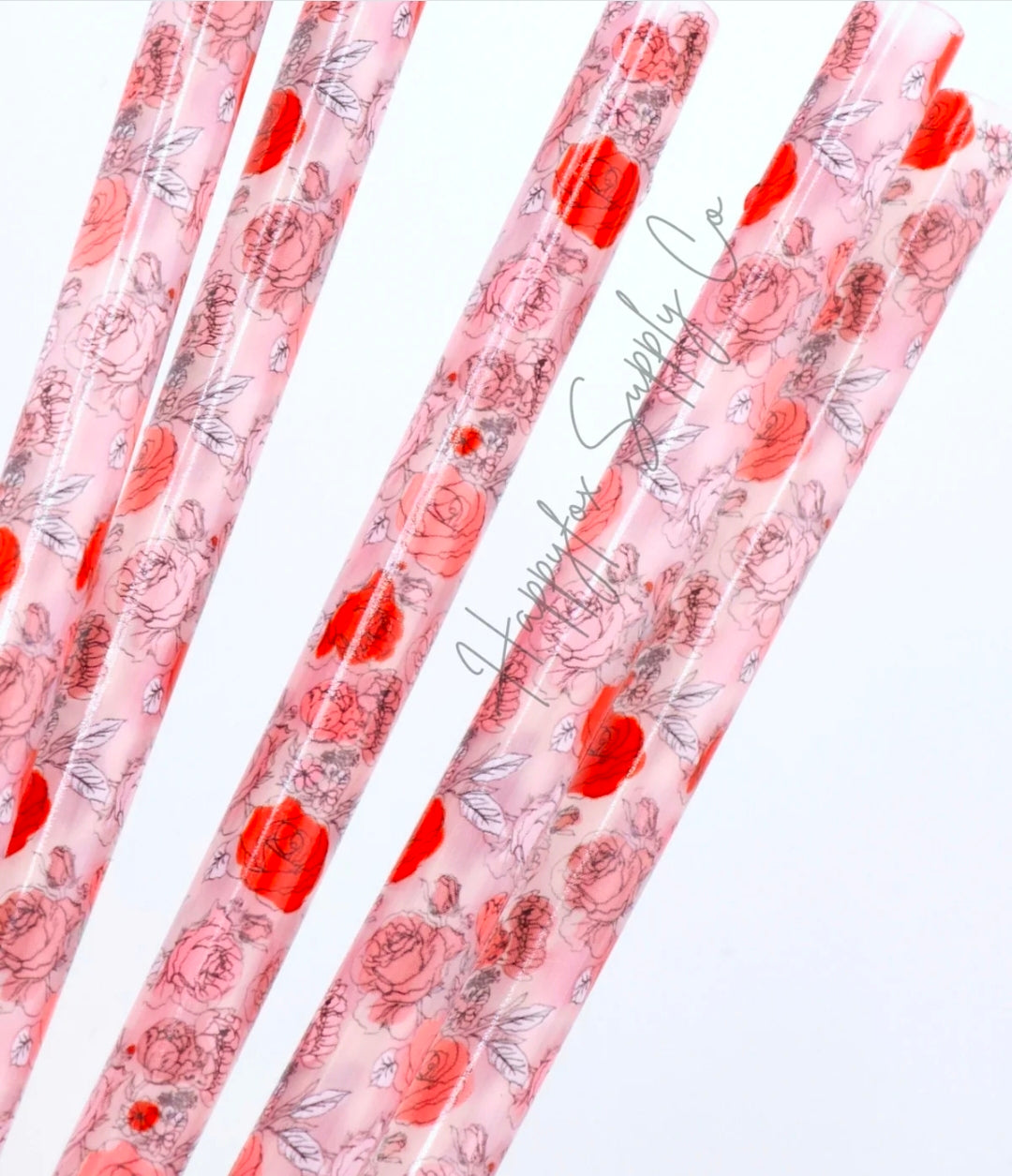 10" roses plastic straws
