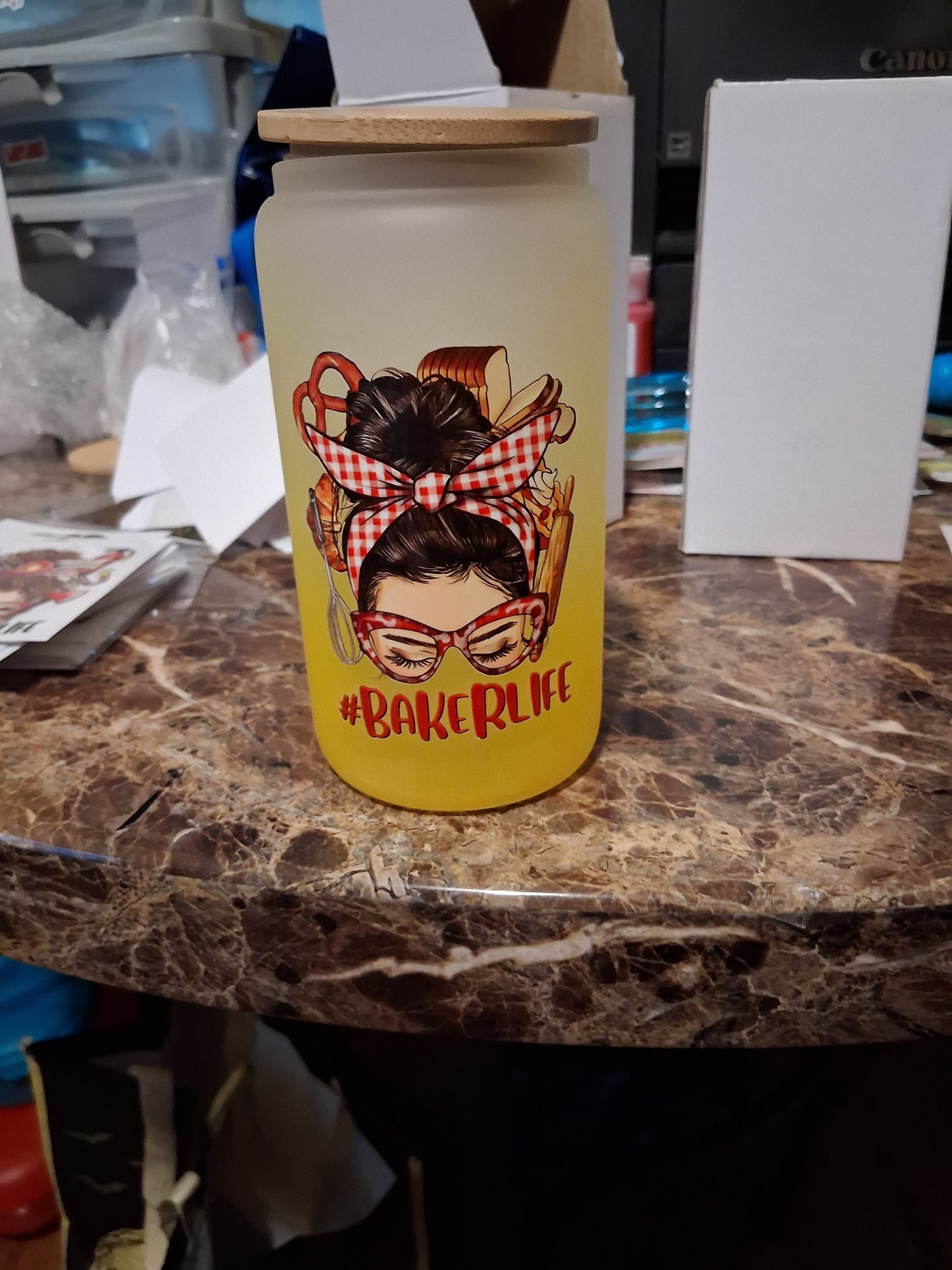 16 oz baker life glass cup