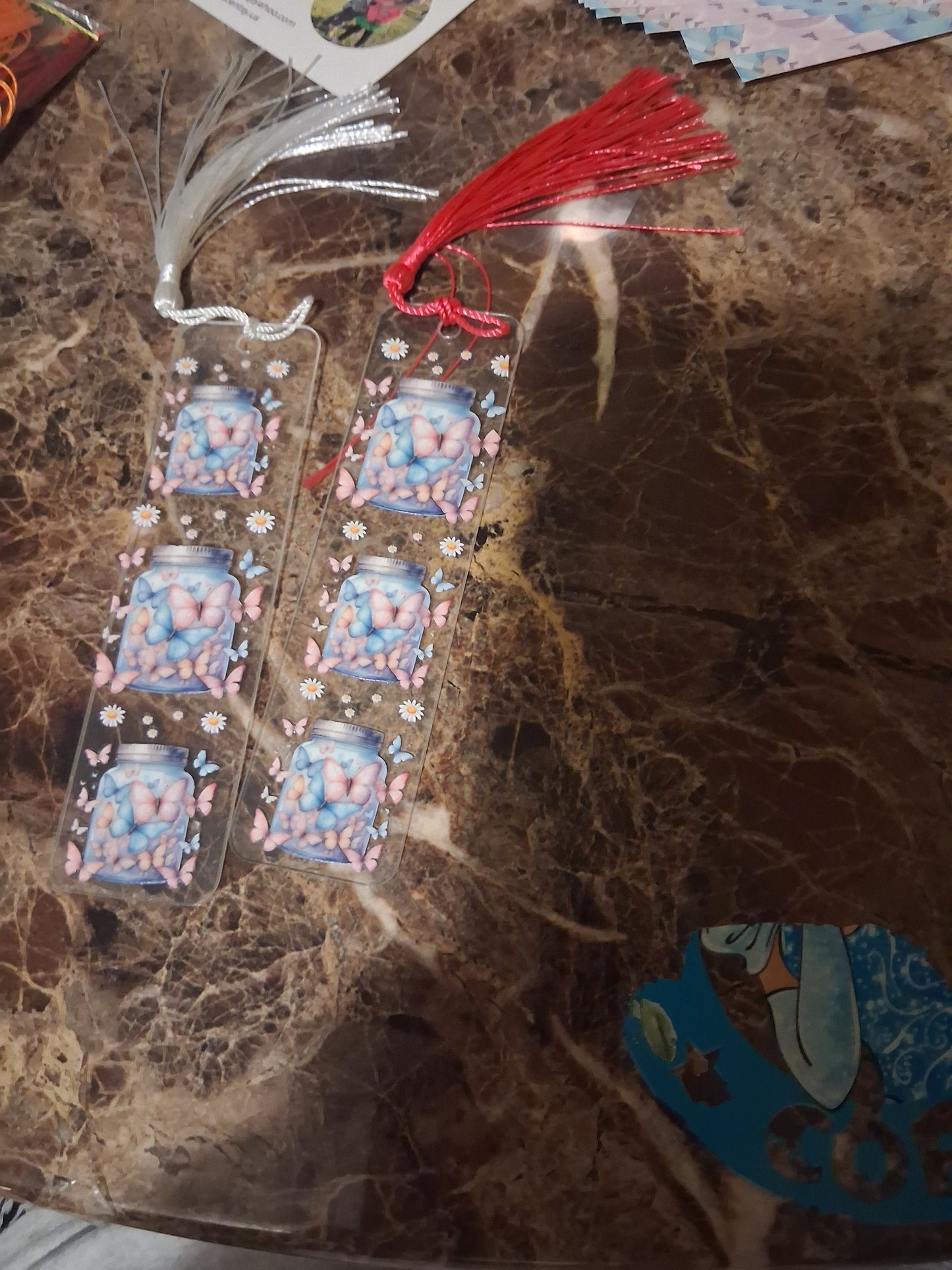 Jar with butterflies bookmark