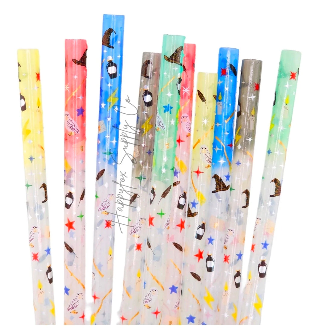 12"Wizard plastic straws color changing